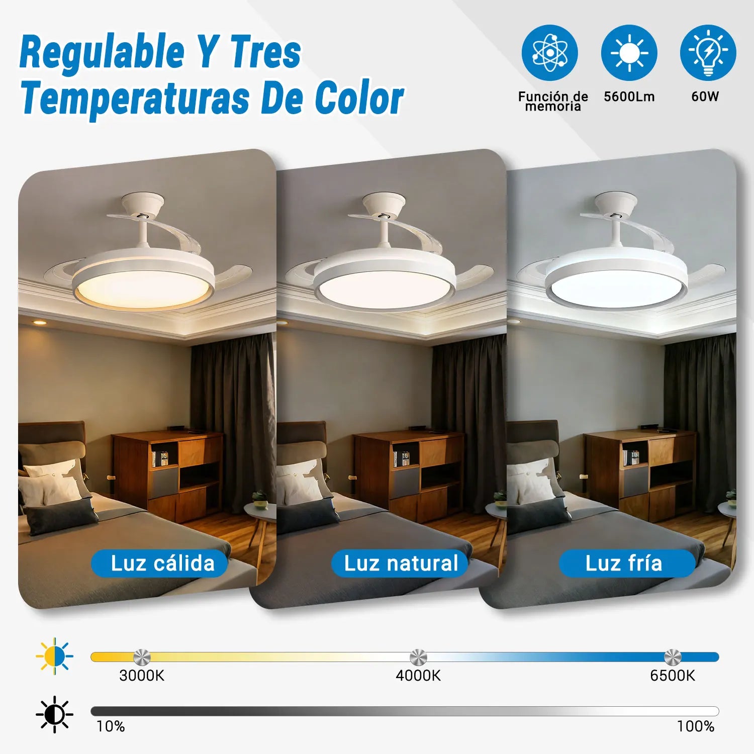 Lámpara de Techo con Ventilador Invisible Inteligente