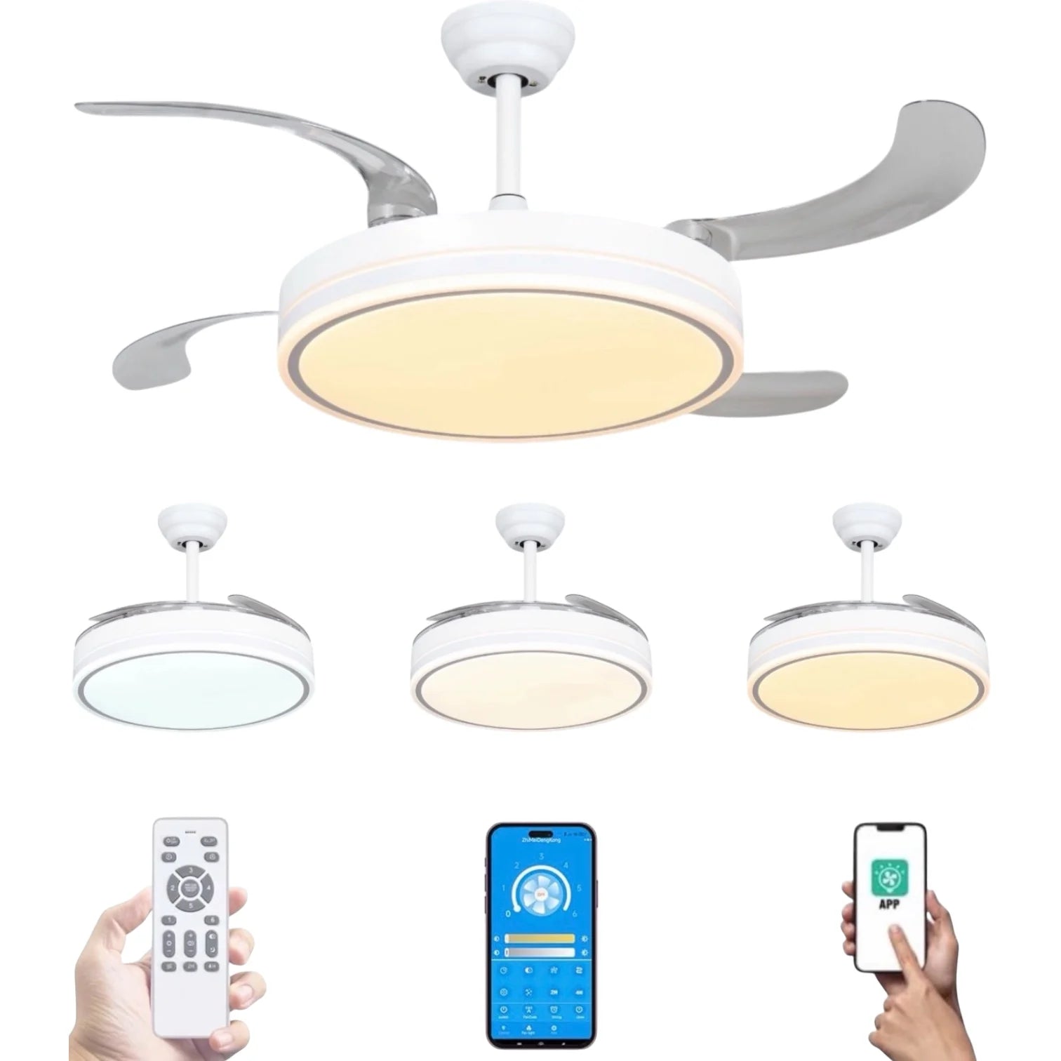 Mikomika Ceiling Fan with Light LED in 3 Color Temperatures