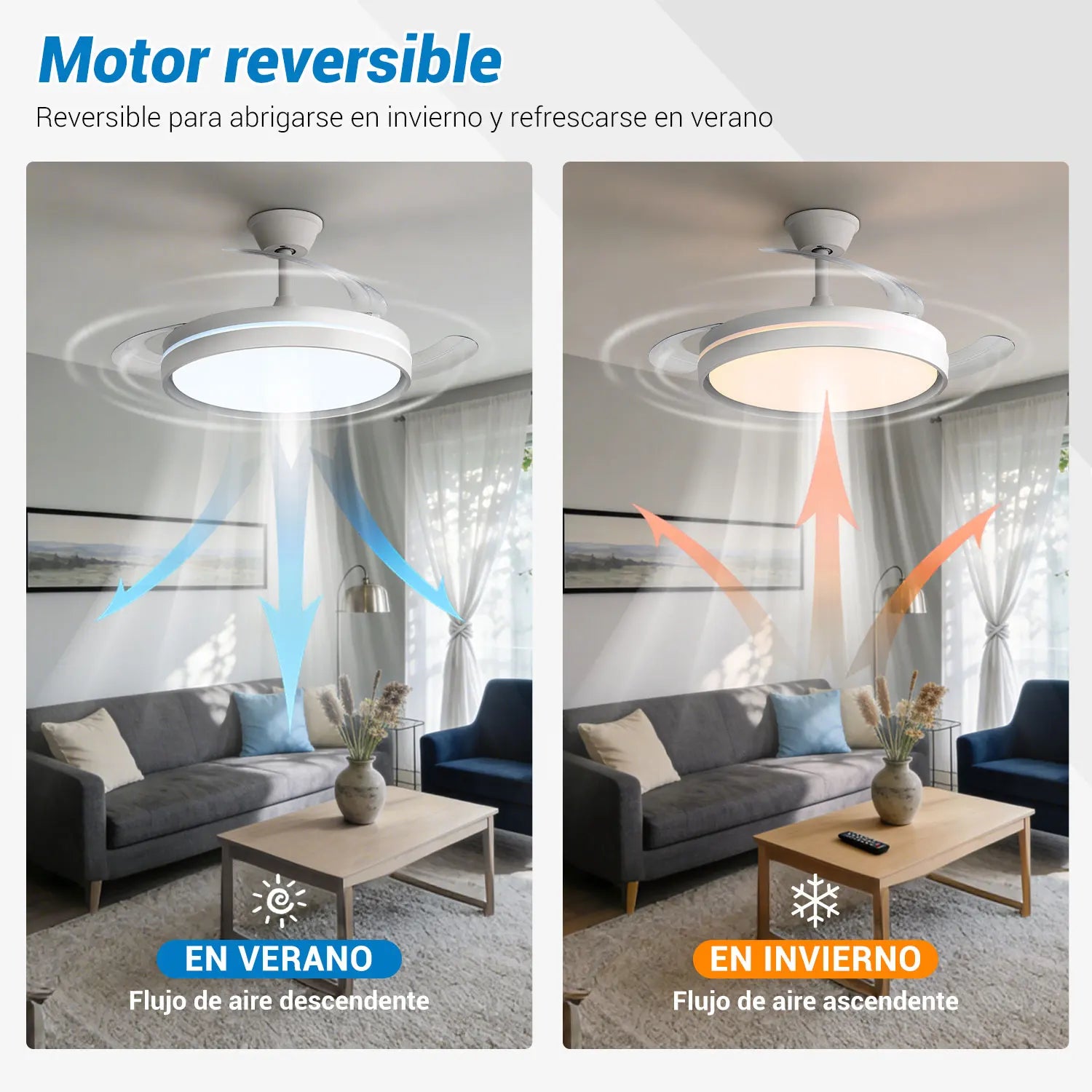 Lámpara de Techo con Ventilador Invisible Inteligente