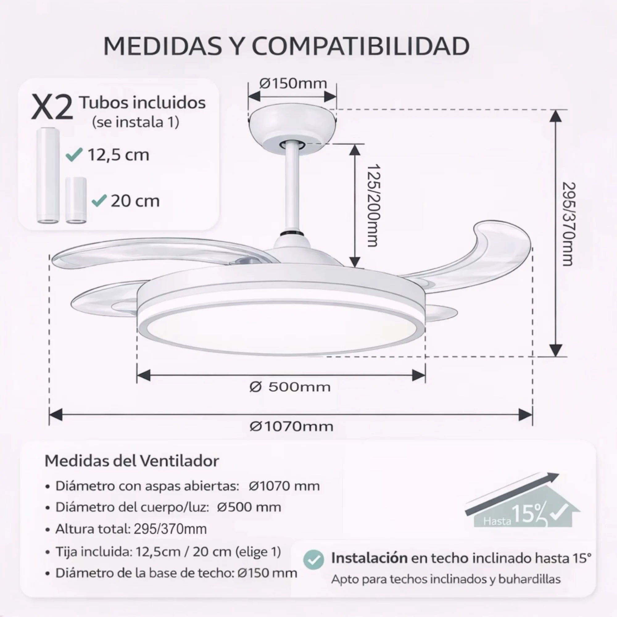 Mikomika Ceiling Fan with Light LED in 3 Color Temperatures