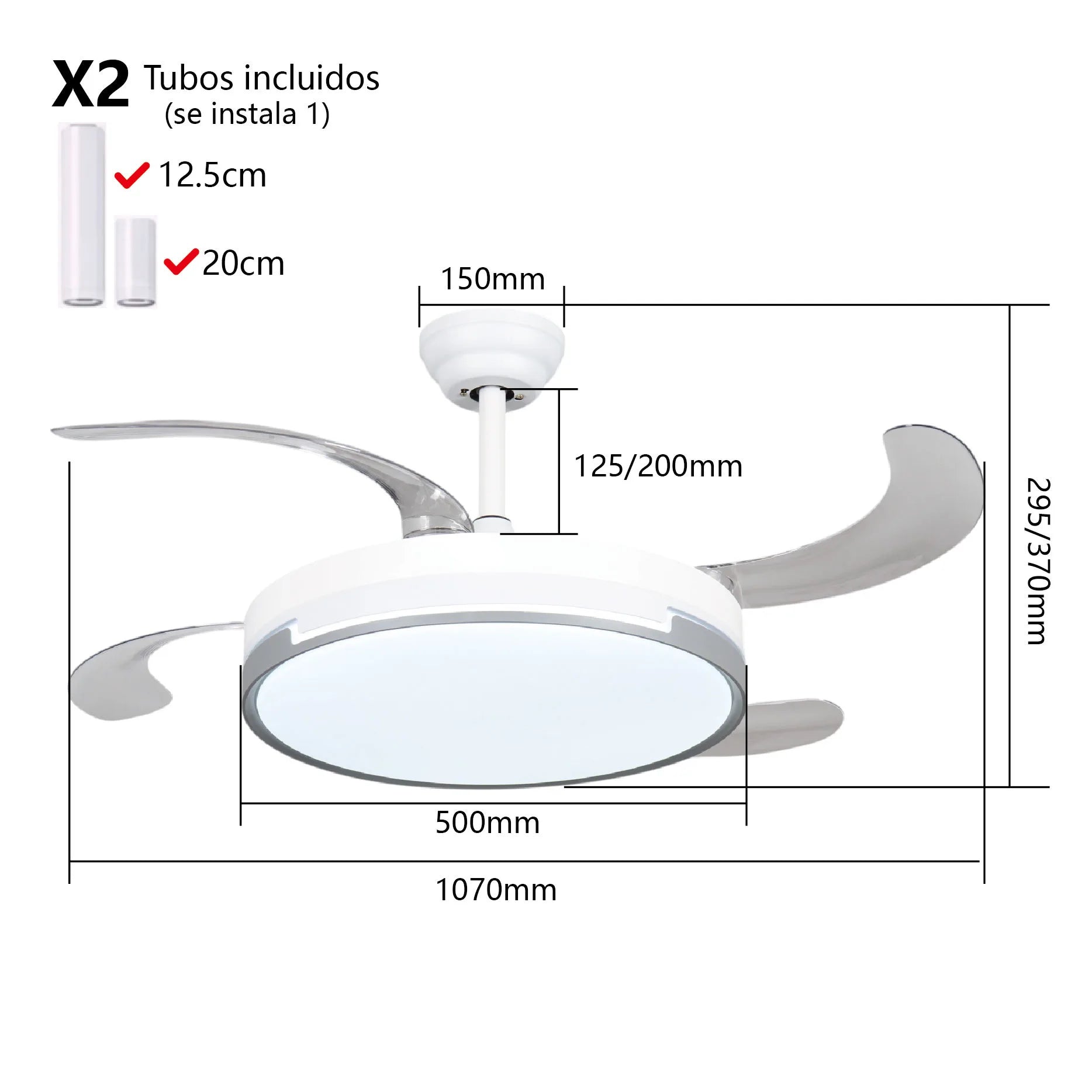 Mikomika Ceiling Fan with Light LED in 3 Color Temperatures