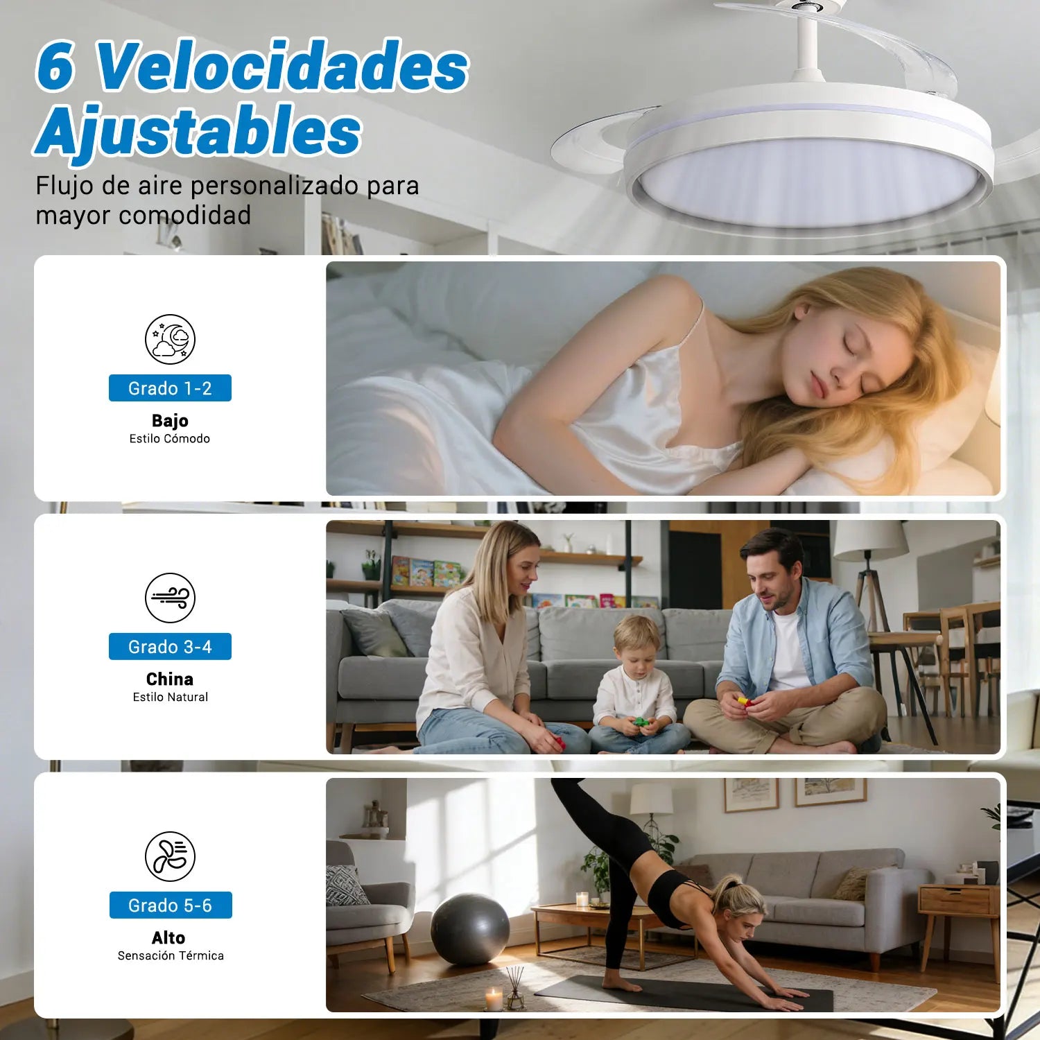 Lámpara de Techo con Ventilador Invisible Inteligente
