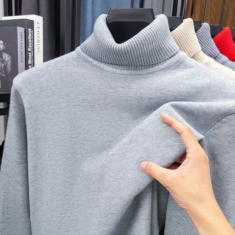 Autumn Mens Knitted Turtleneck Sweater