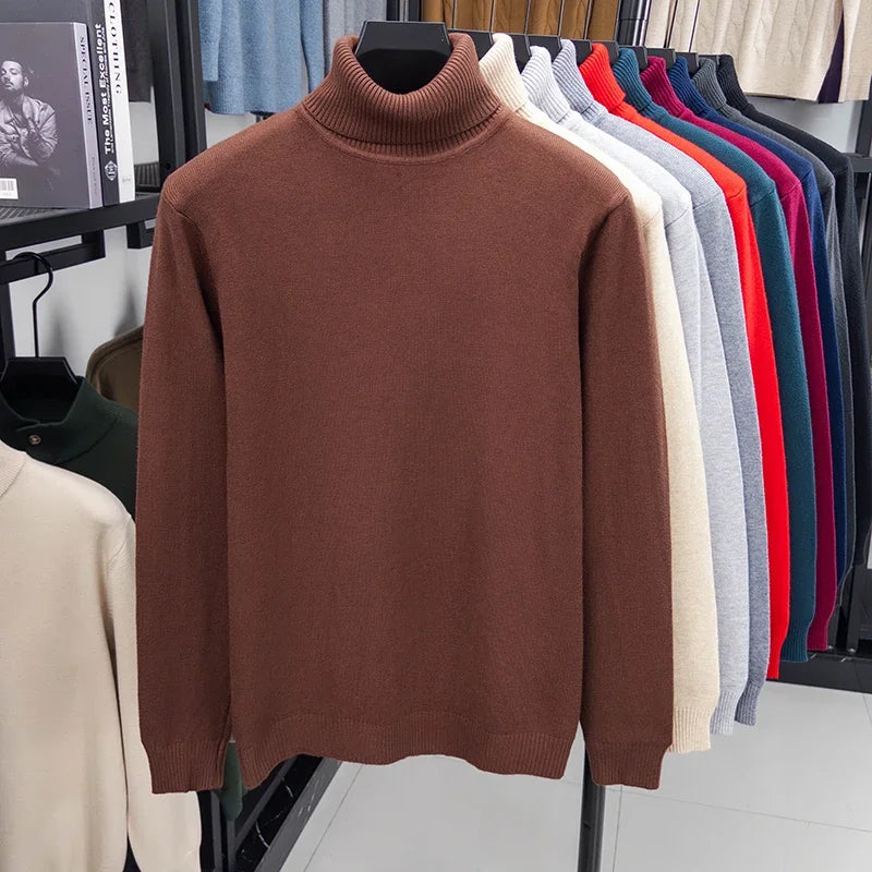 Autumn Mens Knitted Turtleneck Sweater