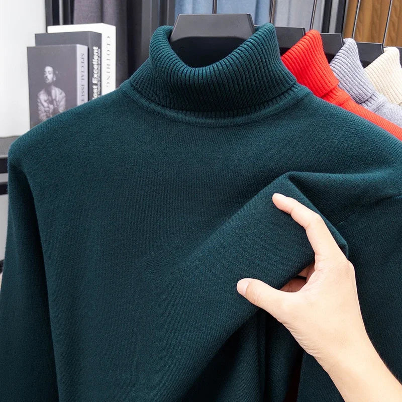 Autumn Mens Knitted Turtleneck Sweater