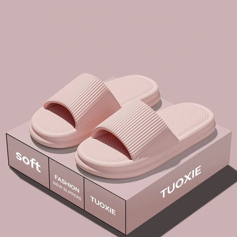 Women Summer Concise EVA Slippers Men Soft Home Slides