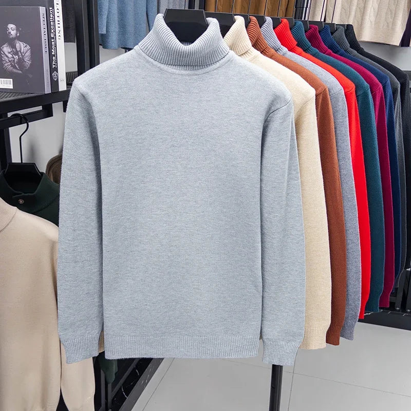 Autumn Mens Knitted Turtleneck Sweater