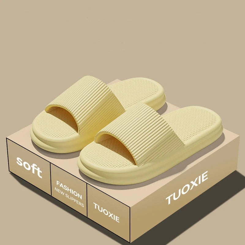 Women Summer Concise EVA Slippers Men Soft Home Slides
