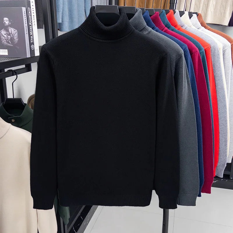 Autumn Mens Knitted Turtleneck Sweater