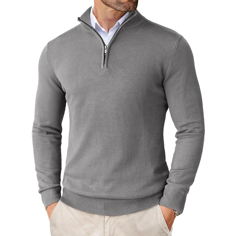 Men's Quarter Zip Up Sweaters Slim Fit