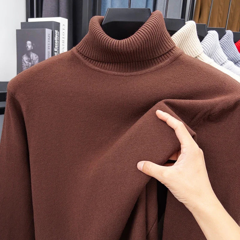 Autumn Mens Knitted Turtleneck Sweater