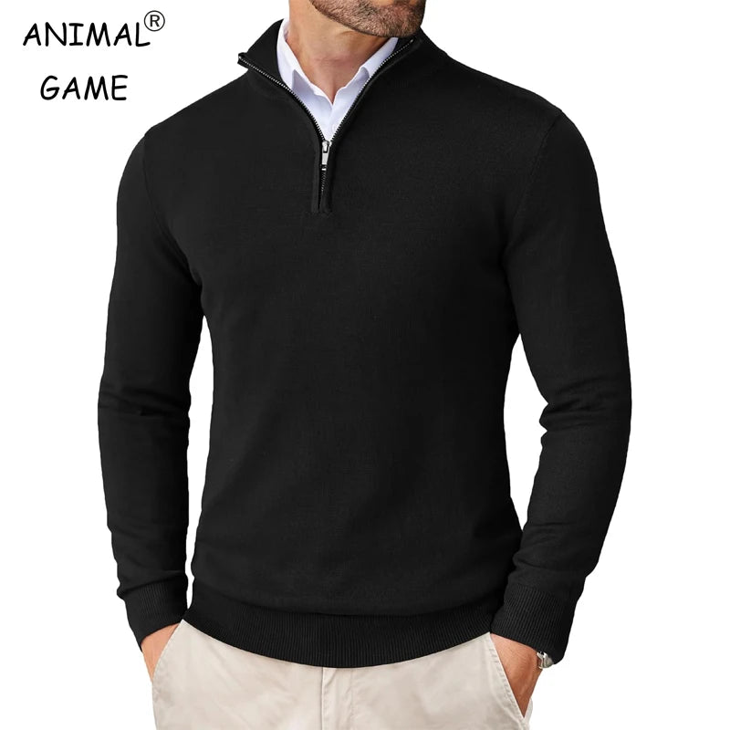 Men's Quarter Zip Up Sweaters Slim Fit