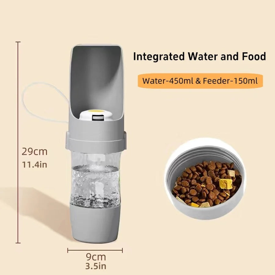 Portable Dog Cat Water Bottle with Storage Food