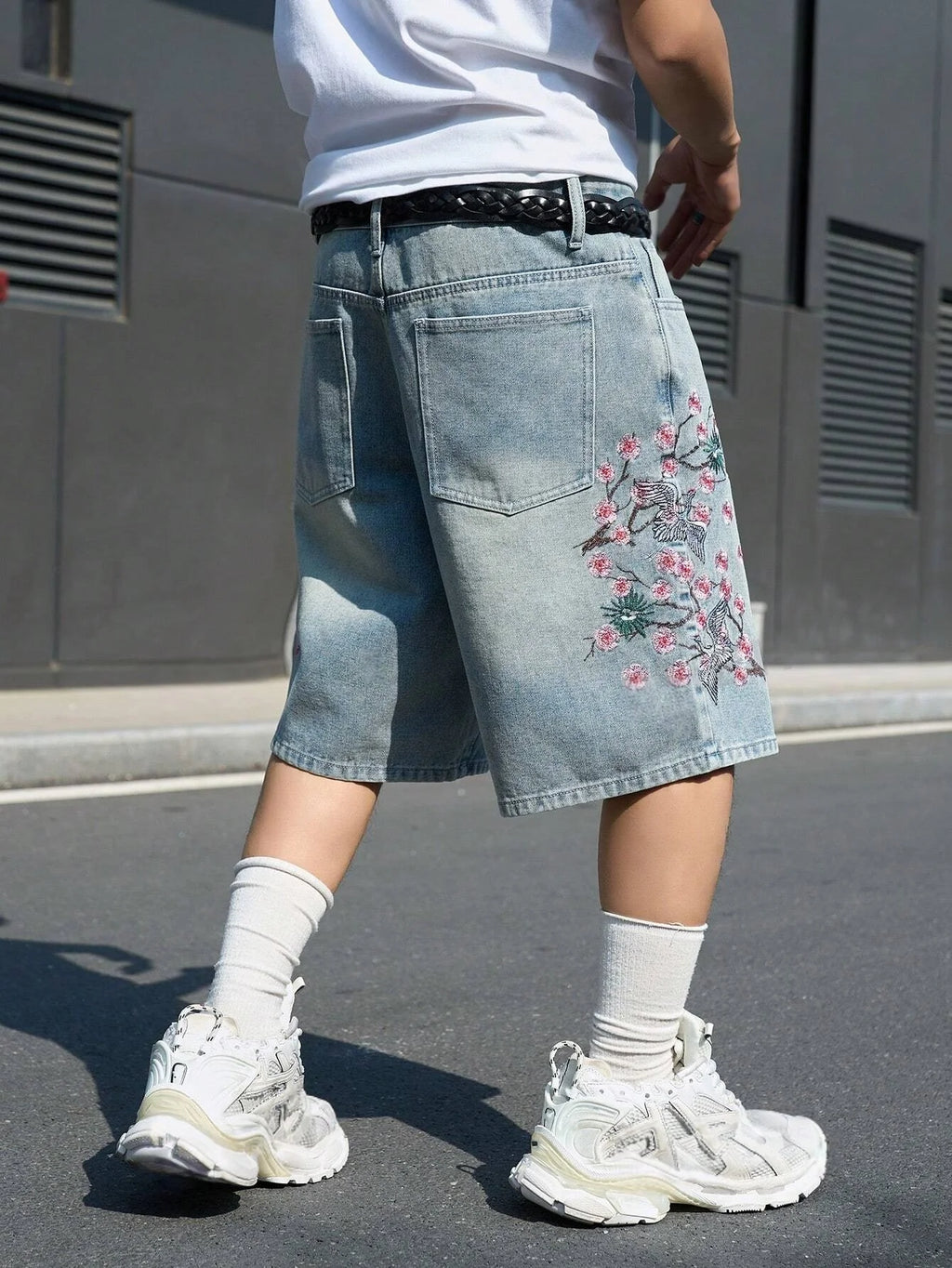 Light Blue Cherry  Denim Shorts