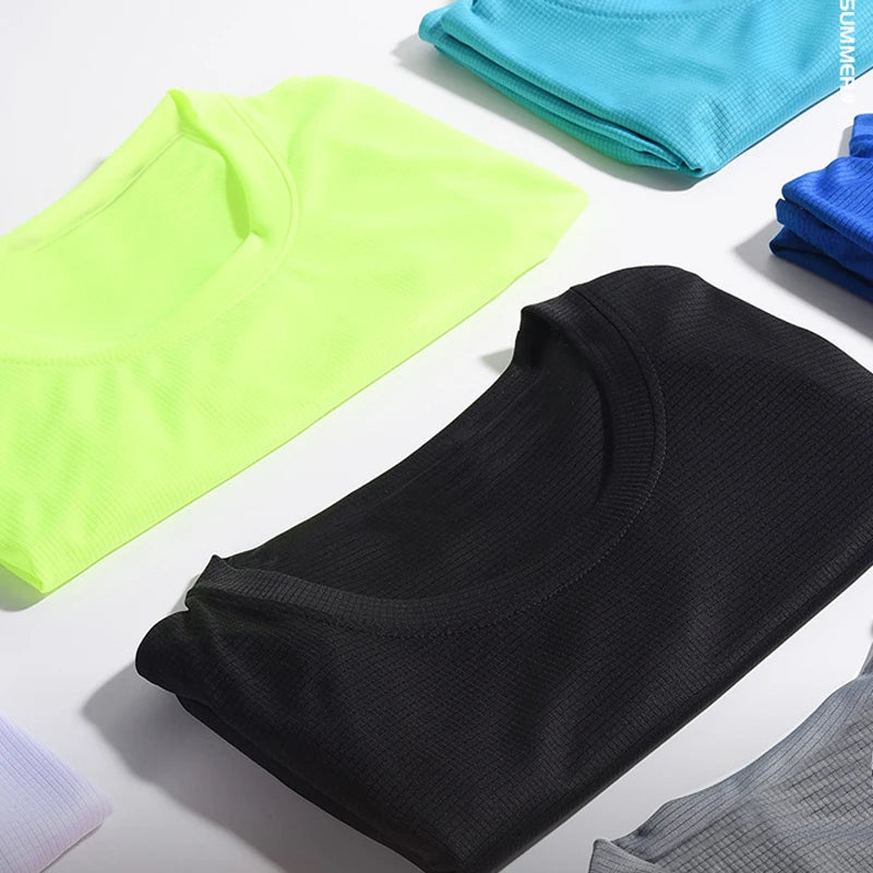 Summer Mens Quick Dry Running Sport Shirts