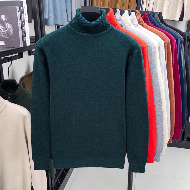 Autumn Mens Knitted Turtleneck Sweater