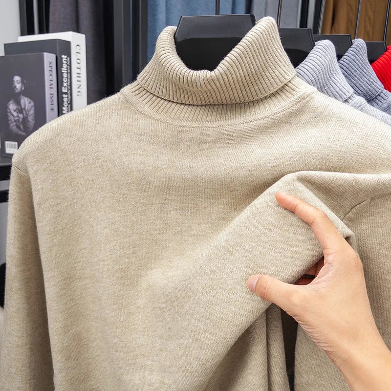 Autumn Mens Knitted Turtleneck Sweater