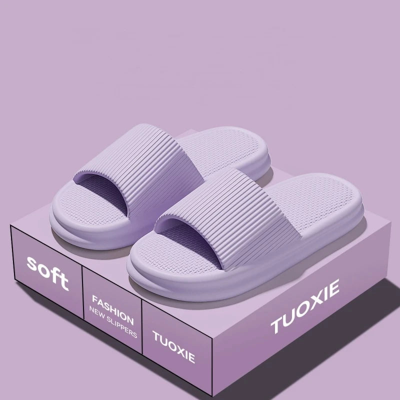 Women Summer Concise EVA Slippers Men Soft Home Slides