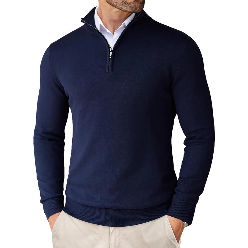 Men's Quarter Zip Up Sweaters Slim Fit