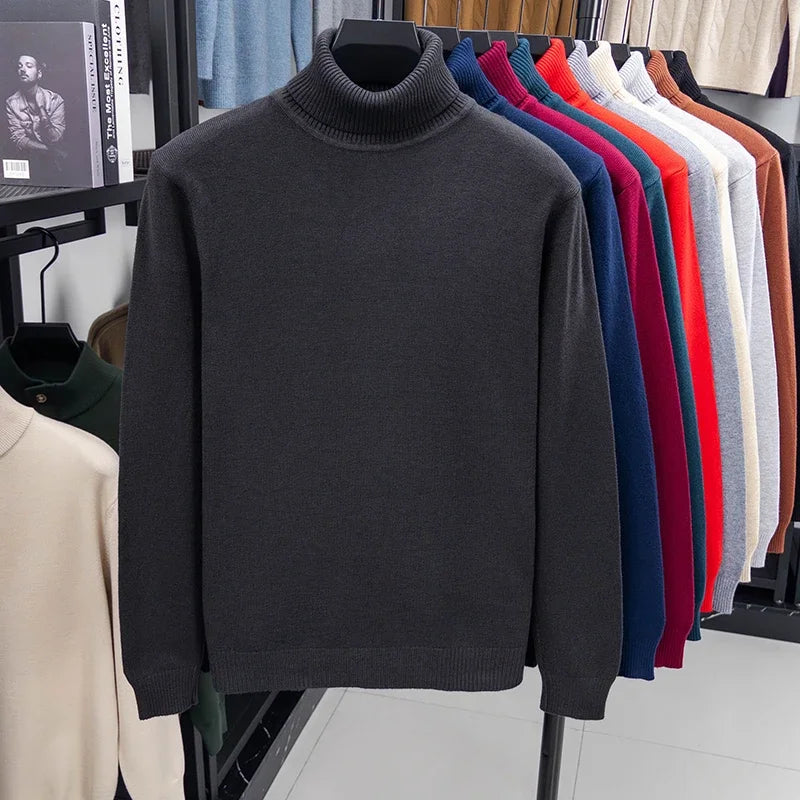 Autumn Mens Knitted Turtleneck Sweater