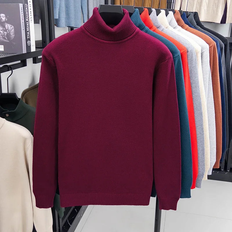 Autumn Mens Knitted Turtleneck Sweater