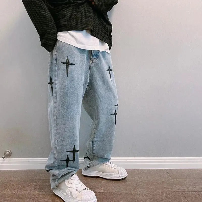 Prints Baggy Jeans Men 2023 New Streetwear