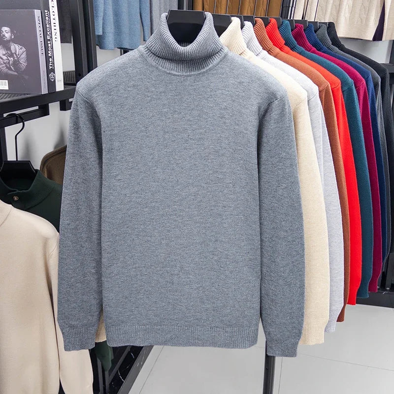 Autumn Mens Knitted Turtleneck Sweater