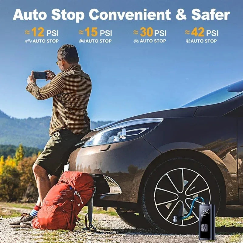 Portable Wireless Tire Inflator 150 PSI LED Air Pump