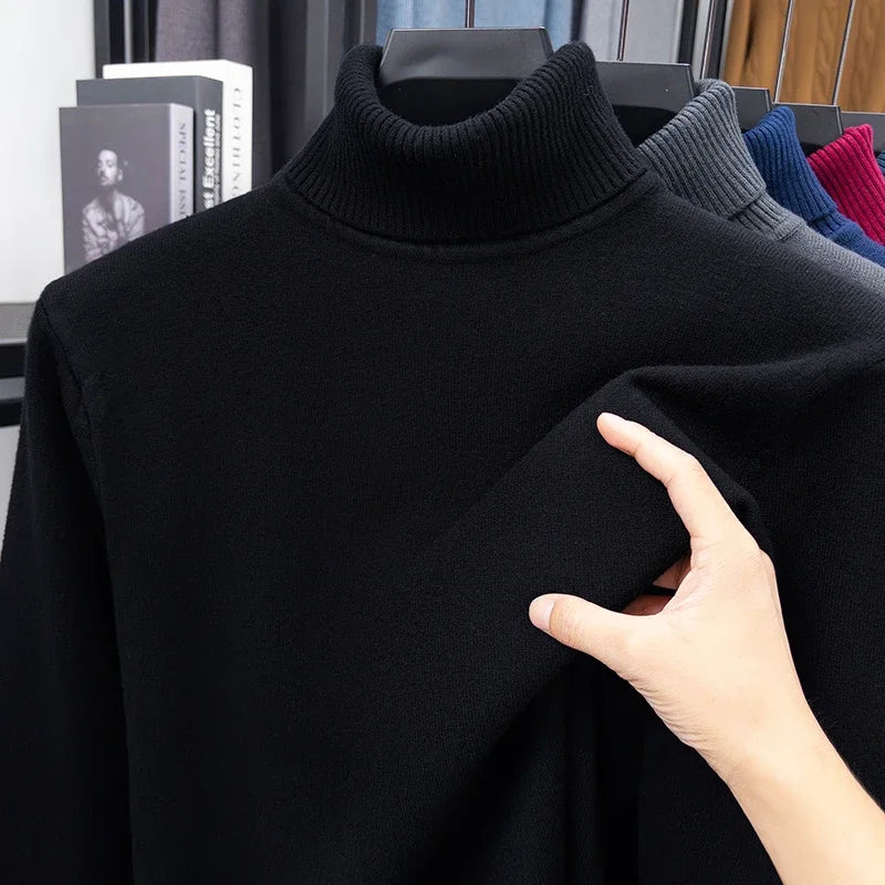 Autumn Mens Knitted Turtleneck Sweater