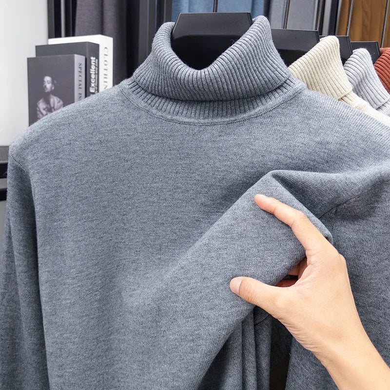 Autumn Mens Knitted Turtleneck Sweater