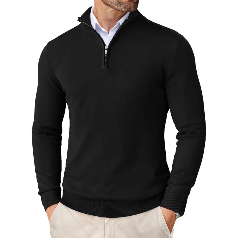 Men's Quarter Zip Up Sweaters Slim Fit