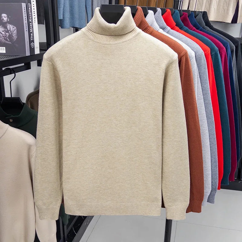 Autumn Mens Knitted Turtleneck Sweater