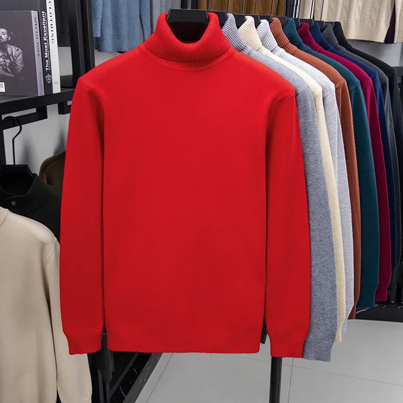 Autumn Mens Knitted Turtleneck Sweater