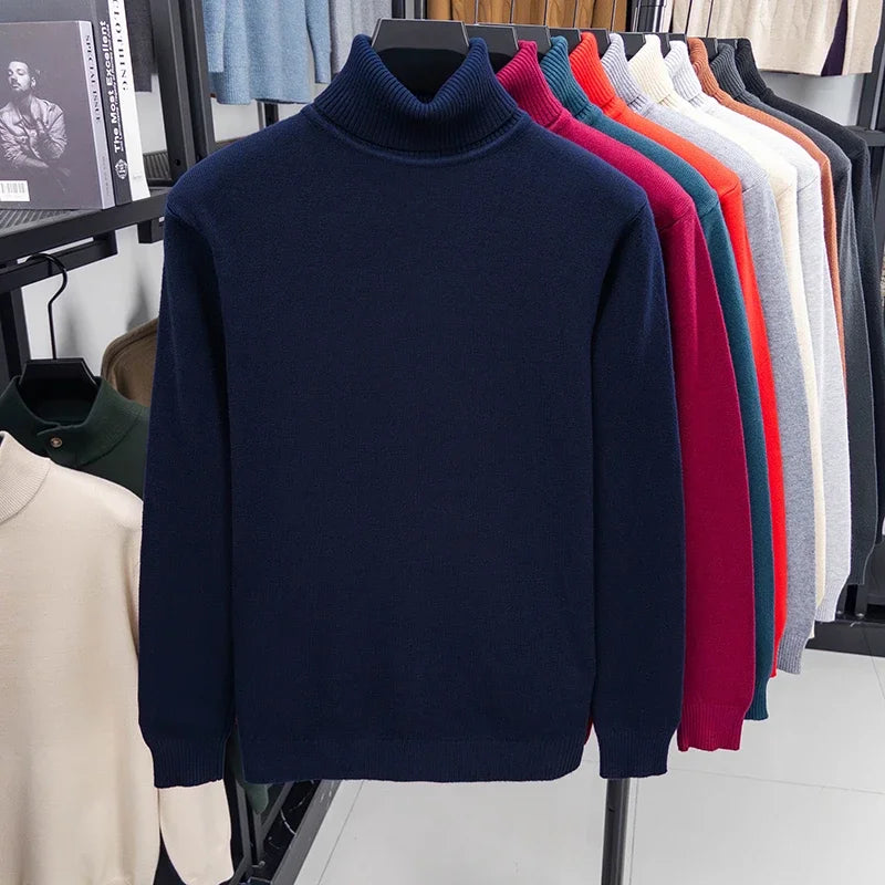 Autumn Mens Knitted Turtleneck Sweater