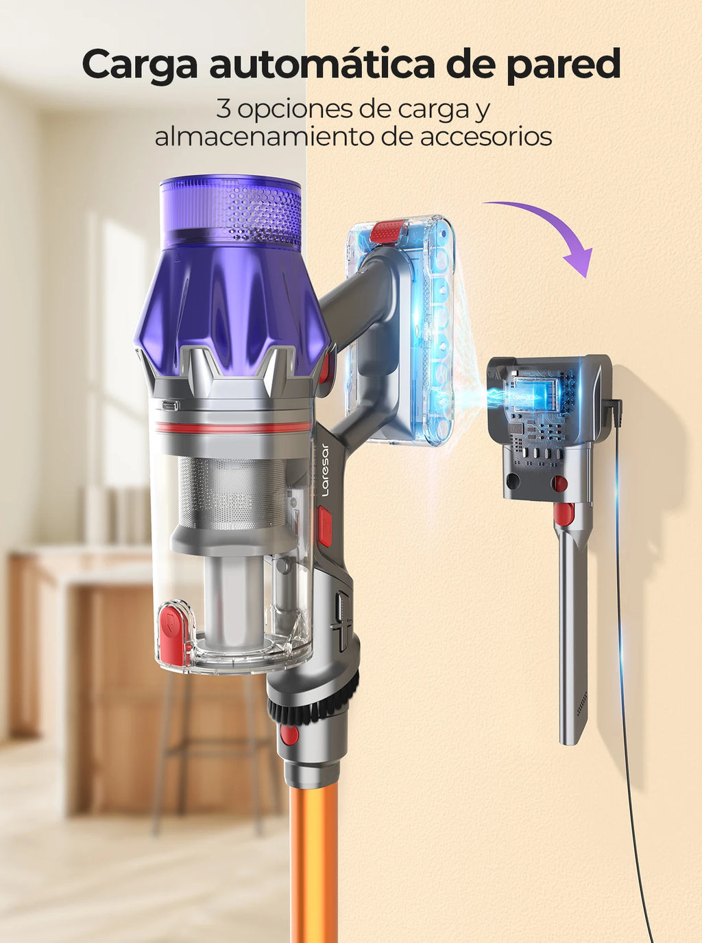 Laresar V7 500W 50000PA Suction Power Cordless Vacuum Cleane